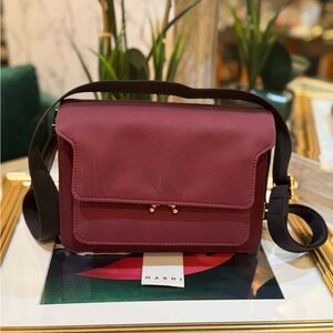 Marni Deep Red Medium Trunk Crossbody Bag